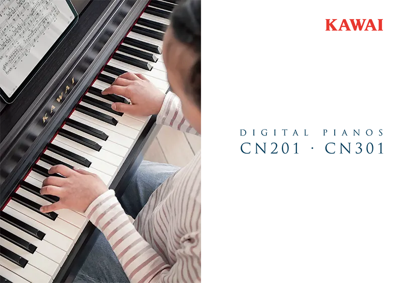Close-up tuts piano digital Kawai CN201 dengan tekstur tuts menyerupai ivory - Allegro piano