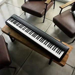 Digital piano Kawai ES120 berwarna hitam matte dengan speaker stereo dan kontrol intuitif - Allegro piano