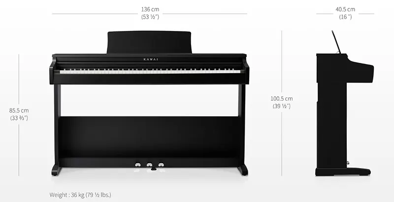 tampilan samping digital piano kawai kdp75 - Allegro piano