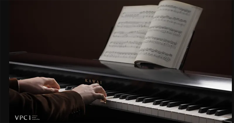 Kawai VPC, keyboard controller premium dengan aksi tuts kayu yang responsif, dirancang untuk pianis dan produser musik digital, tersedia di Allegro Piano.