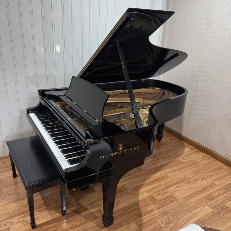Steinway Model B grand piano dengan desain elegan ebony polish dan kualitas suara premium kelas dunia